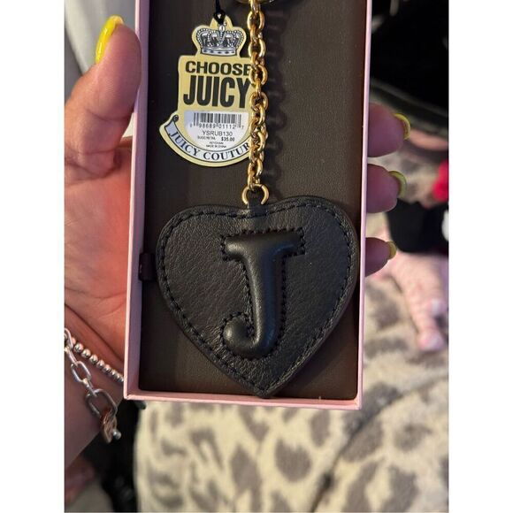 Vintage OG gold juicy couture very rare black Leather w/gold coin rivets heart J - Picture 6 of 9